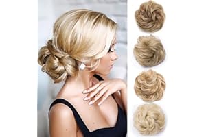Silk-co Chignon Capelli Finti Extension Elastico Posticci per Scrunchie Coda Capelli Mossi Ciambella per Chignon Hair Bun Updo–Biondo Scuro Mix Biondo Sbiancante