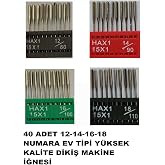Swart Singer Beko Zetina Uyumlu Dikiş Makine Iğnesi (12-14-16-18 Numara -40 Adet Iğne) 4 Paket