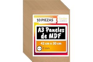 Creative Deco 10 x A3 MDF Tablero Madera | 420 x 300 x 3 mm | Perfecto para Corte por Laser, CNC Router, Modelado, Calado, Bricolaje, Manualidades