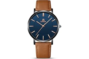 LN LENQIN Mens Watches Watches for Men Analog Quartz Watch 30M Waterproof Men's Wrist Watches Fashion Business Mens Designer Watch Leather Band