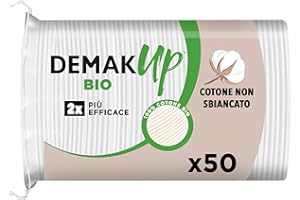 Demak'Up Cotton Bio dischetti struccanti, Confezione da 50 dischetti ovali, cotone non sbiancato