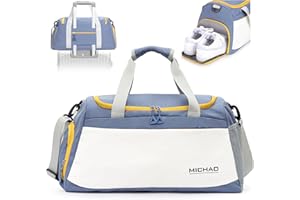 sprecenk 35L Bolsa de Viaje Plegable, Bolsa de Gimnasio Deporte con Compartimento Zapatos, Bolsa Grande de Fin de Semana, Ligera e Impermeable Bolsa Maleta Bebe Hospital para Hombre Mujer, Azul