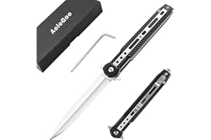 AOLEGOO Navaja Plegable de Acero Inoxidable 7Cr17 mov, Cuchillo Supervivencia Con Clip, Para Acampar, Picnic, Caza (Negro)