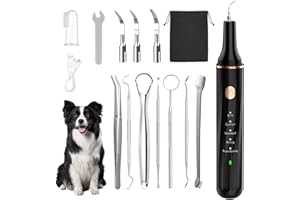 GÉNÉRIQUE Kit de Nettoyage Tartre Dentaire à Ultrasons pour Chien et Chat, Detartreur Brosses à Ultrasonique Dents Détachant Nettoyeur, 5 Modes de Nettoyage et 4 Têtes de Nettoyage pour Pet Animaux de Compagnie