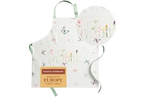 Maison d' Hermine Schürze, 100% Baumwolle, 1 Stück, verstellbarer Nackenriemen, Schürze mit Mitteltasche und langen Bändern für Damen, Herren, Koch