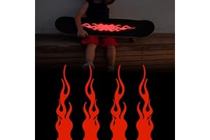 TOMALL 4 pezzi Adesivo riflettente per auto in vinile con fiamma per sport moto skateboard computer portatile decorazione fai da te(Rosso)