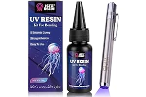LET'S RESIN UV Resin Set mit UV Lampe, 30g UV Kleber mit lampe, Kleben & Aushärten in Sekunden, Schmuck UV Harz für Kunststoffreparatur, Glaslicht, Basteldekor