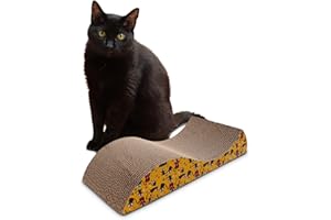 Croci Wavy - Tappeto Tiragraffi per Gatti Adulti, Grandi e Piccoli, Tappetino Graffiatoio Calmante Gatto in Cartone e Busta di Erba Gatta, Accessori e Giochi per gli Animali da Casa, 45x22x8 cm