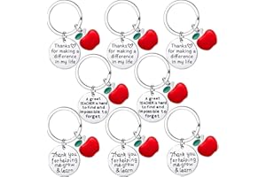 Waeceip 8PCs Teacher Keyring - Thank You, Graduation, Christmas & Birthday Gifts for Teachers