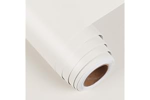 Funstick Furniture Film Matowy krem Biała folia samoprzylepna Meble Vinyl Decor Film Wodoodporna tapeta do drzwi Szafka kuchenna Toaletka Półka Odporna na rozdarcie naklejka na meble PCV 40X200cm