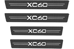 XJDP Battitacco Auto per Vo-lvo XC60 2009 2010-2015, Fibra di Carbonio Antiscivolo AntiGraffio Benvenuto Pedaliera Soglia Della Porta Adesivi Decorativi Styling Accessori,4 Pezzi