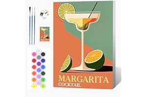 Auremi Vintage Peinture par numéros adulte avec cadre,Boisson Kit de bricolage pour adultes Peinture sur toile Avec peinture et pinceau, Cadeaux et décorations de peinture 20x30 cm
