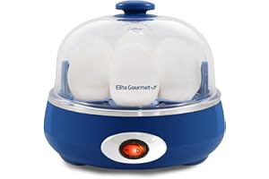 Elite Gourmet EGC322CBL Easy Egg Cooker Electric 7-Egg Capacity, Soft, Medium, Hard-Boiled Egg Cooker with Auto Shut-Off, Measuring Cup Included, BPA Free, Classic Blue