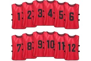 ERYUE Gilet, 12 PCS Adultes Football Pinnies Maillots De L'équipe De Football À Séchage Rapide Jeunes Sports Scrimmage Formation De L'équipe De Football Dossards Numérotés Pratique Gilet De Sport