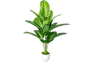 AIVORIUY Planta Artificial con Maceta Palmera Grande Árbol Artificial Plastico Ideal para Decoración del Hogar Oficina Interior y Exterior Salon Dormitorio Balcón Moderno (80cm Plátano Tropical)