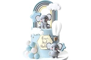 BACH AND BOOZY figura de elefante para torta decoración elefante pastel topper bolas decoracion fiesta cumpleaños niño bebé revelación género suministros baby shower