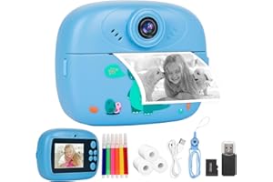 Fotocamera istantanea per bambini, 1080P HD, Macchina fotografica per bambini con 32GB Scheda SD, Gaogodot kids instant print Camera con carta fotografica, Regalo giocattolo per Bambini dai 3-14, Blu