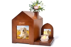 Joy Depot Pet Memorial Urn for Ashes, Natural Wooden Pet Urn with Photo Frame and Candlestick Pet Urn Box Ashes Casket Keepsake Memorial Gift Suitable for Cats Dogs Small Animals