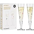 RITZENHOFF 6031004 Champagne Glass 200 ml - Goldnacht Duett 2023 Series, 2 x Designer Piece with Real Gold - Made in Germany