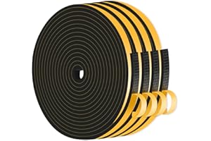 MIKONIYA Dichtungsband Selbstklebend,Moosgummi Selbstklebend,Dichtungsband zur Isolierung von Türrahmen,Fenstern und Klimaanlagen (Schwarz,6mm x 3mm x 20M)