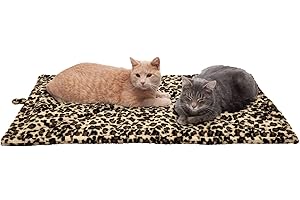 Furhaven Large Cat Bed ThermaNAP Quilted Faux Fur Self-Warming Pad, Washable - Leopard Print, Large