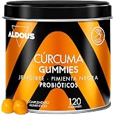Curcuma + Ginger and Black Pepper - 120 Gummies - PROBIOTICS Curcumin | Mango and Spicy Ginger Flavor - Natural Antioxidant a