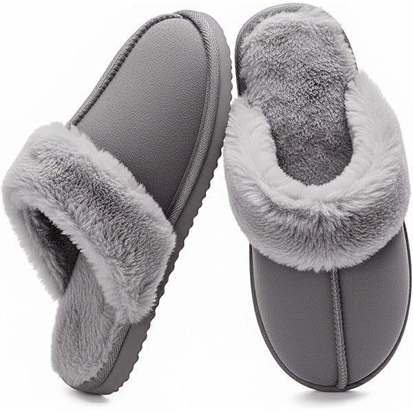 Slippers voor vrouwen Faux Suede Ronde Neus Pluizige Slip On Warme