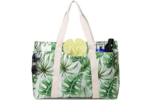 Makukke Borsa da Spiaggia con Cerniera, XXL Canvas Shopper Donna Tracolla, Beach Tote Bag per Spiaggia, Vacanza, Viaggio
