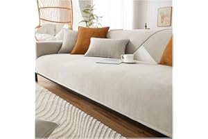 ‎NUODWELL NUODWELL Sofabezug mit Fischgrätenmuster, Chenille, 1/2/3/4 Sitzer, Möbelschutz Couchbezug, universal, rutschfest, L-Form, Couchbezug, gesteppte Eckenschonbezüge für Wohnzimmer (Beige, 70 x 120 cm)
