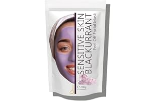 Oïléna - Masque Peel-Off au Cassis pour Peaux Sensibles | Anti-Inflammatoire | Revitalisant | Masque d'Alginate Gélifiant en Poudre | Détoxifiant et Hydratant | 200g, Transparent, Lot de 1
