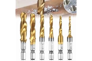 Itonash 3 I 1 Tap Drill Bit Set, Hex Shank Spiral Threading Tapping Chasching Bits, High Speed ​​Steel with Ti Plating, For Manual Drilling Machine och Workbench