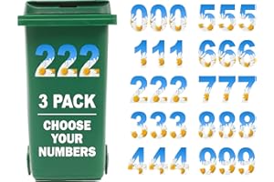 Rubigo 3 Pack Daisy Wheelie Bin Numbers for Bins Choose Your Numbers 0-9 Wheelie Bin Stickers for Wheelie Bins Bin Number Stickers Vinyl 18cm Bin Sticker Sticky Numbers Bin Numbers Stickers (3)