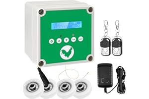 Hlieeosfcn Elektrische Hühnerklappe, Automatische Hühnerklappe mit Zeitschaltuhr & 2 Fernbedienung, Batterie oder Netzbetrieb, Automatischer Hühnerstall Türöffner für Sichere Hühnerhaltung (Ohne Tür)