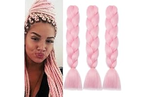 CYBELLEZA Treccine Extension Capelli Sintetici per Treccine Africane 3 Ciocche Trecce Jumbo Braiding Hair Kanekalon (Rosa)