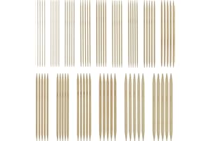 DEWFIGS ㅤ Lot de 75 Aiguilles Double Pointe Tricot Aiguilles à Tricoter Double Pointes en Bambou Naturel avec 15 Taille: 2mm-10mm, 20cm de Long pour Projets Variés Chaussettes, Gants, Echarpes