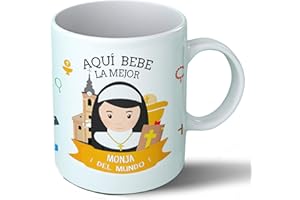 Planetacase - Taza Monja - Regalo Original - Cerámica 330 mL - Taza Desayuno Apta para Microondas y Lavavajillas - cristianismo - Resistente a Lavados