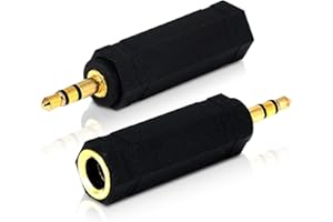 Mobi Lock 2 Pezzi Connettore 3,5 mm a Presa 6,35 mm - Adattatore Jack Audio Stereo da 1/8 a 1/4 Pollice - Collega Dispositivi con Porta da 3,5 mm a Equipaggiamenti Audio da 6,35 mm