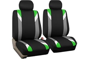 FH GROUP Fabric Front Seat Covers for Low Back Car Seats and Removable Headrest, Universal Fit, Airbag Compatible Seat Cover for SUV, Sedan, Van, Green