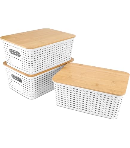 Porta tamponi da bagno – Organizer in legno con coperchio