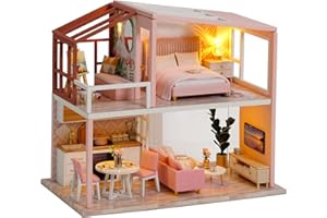 CUTEROOM DIY Maison Miniature, Miniature avec des Meubles de Maison de poupée, kit DIY Dollhouse en Bois Ainsi Que la Mouvement de la Musique