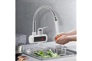 MINUS ONE Elektrische Wasserhahn mit Durchlauferhitzer 220v für Küche, Garten, Bad, Wohwagen, Camping, Smart Heater, Armatur mit Sofortiger Warmwasserbereiter, Warmwasserhahn, Küchenarmatur, Wasserboiler