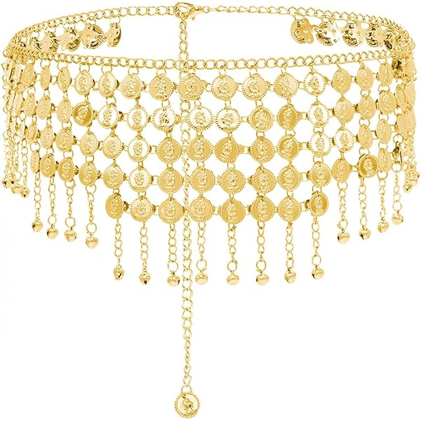 10 Yards Kwastje Buikketting, 10 Yards Buikdans Ketting Pailletten, Buikdans Kwastje Riem Ronde Munt Hip Sjaal Nationale Kleding Benodigdheden Accessoires(Zilver