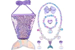 OSDUE Girls Princess Borse, Gioielli Bambina Borsa Ragazzine, Borsa della Peluche con Collana, Peluche Borsetta Bambina con Collana Bracciale Anello e Orecchini Set, Giochi di Ruolo Regalo Ragazza