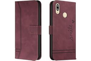 QIWEIQING Funda Huawei P Smart 2019 con Tapa, Funda Movil Huawei P Smart + 2019, Funda Libro Huawei Honor 20 Lite Carcasa Magnético Funda para Huawei P Smart 2019 .Red Wine HX