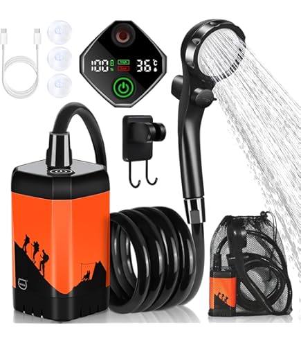 Pompa Doccia Portatile Da Campeggio Con Secchio 3,9L E Doppio Ugello: Ricaricabile USB, 90 Minuti Di Autonomia - 2