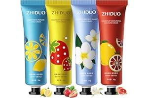 HAORQEE Hand Cream Gift Set, 4 X 30g Hand Cream Gift Sets for Very Dry Hands, Non-greasy Moisturizing Fruit Flowers Fragrance Hand Care Lotion Multipack (set 1)