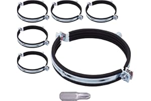 SKIR'CO Lot de 6 supports de tuyau avec revêtement en caoutchouc pour tuyaux de 125 mm, colliers de serrage, supports de tuyau pour montage mural et plafond
