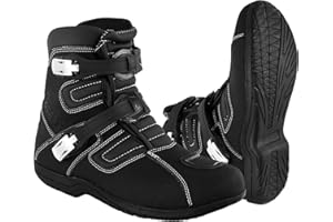 PROFIRST Mens Leather Fashion Motorcycle/Motorbike CE Amour Short Ankle Boots Anti Slip Rubber Soul Crash Protection Waterproof Racing Off Road Touring Sports Safety Bikers Protective Casual Summer Shoes