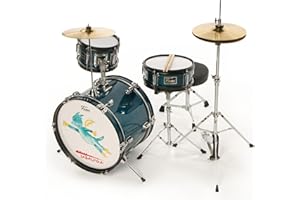 Fame 3 PC Drumset Tabaluga Dark Blue - Schlagzeug Set, 16" Bass, 8" Tom, 10" Snare, inkl. Stative, Becken, Hocker, Sticks, stimmbare Trommeln, Chrom Hardware