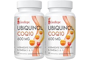 ‎GOZITEPE Ubiquinol CoQ10 600 mg Weichkapseln mit Omega 3, 6, 9 und Vitamin E, 30 Portionen Coenzym Q10 (aktive Form) Ergänzung, Höhere Absorption (60 stück (2er Pack))